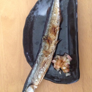 スイカの皮添え(*^^*)秋刀魚の焼き魚☆